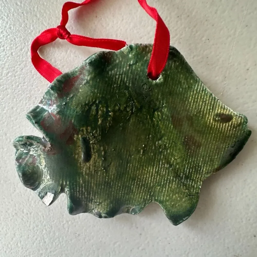 Handmade Handcrafted Rustic Coastal-Style Art Ceramic Fish Ornament Signed
